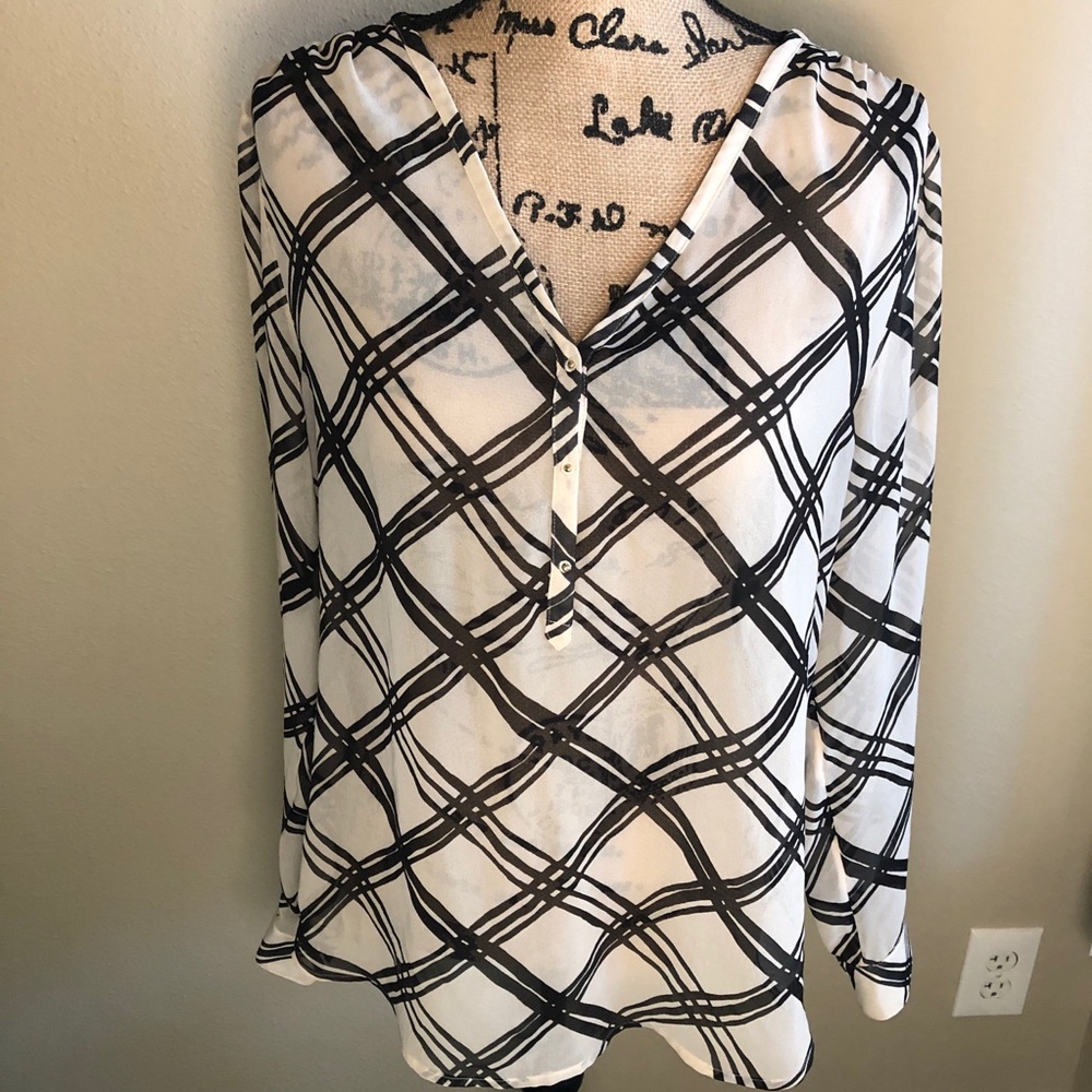 Banana Republic Plaid Sheer Blouse - L